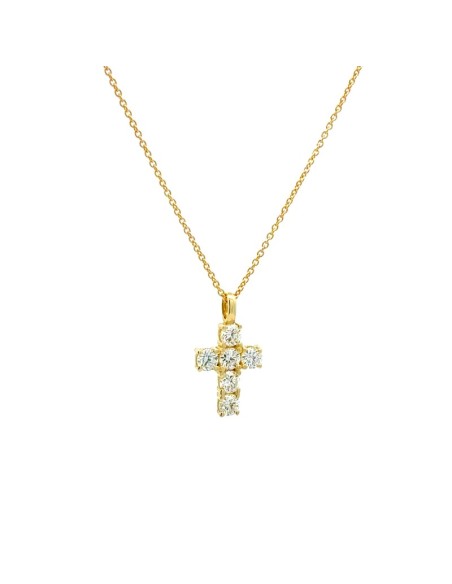 Gargantilla cruz mini de zirconitas de 3mm