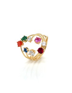ANILLO CINCO PIEDRAS 3MM Y TRES PIEDRAS 2MM ORO 9K 2