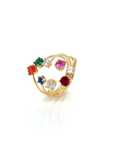 ANILLO CINCO PIEDRAS 3MM Y TRES PIEDRAS 2MM ORO 9K