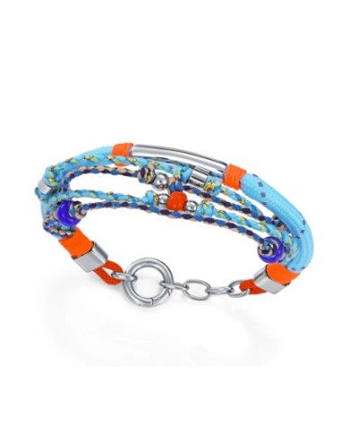 Pulsera de mujer en acero, cuerda náutica y cordón