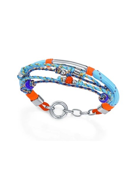 Pulsera de mujer en acero, cuerda náutica y cordón