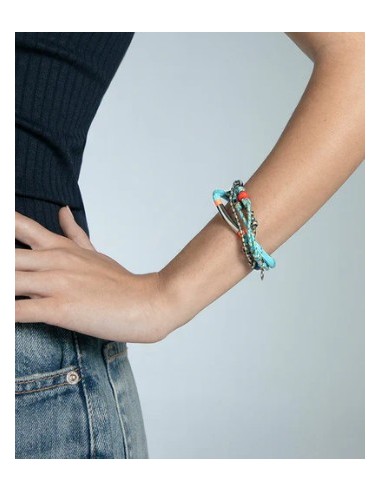Pulsera de mujer en acero, cuerda náutica y cordón