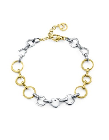 Pulsera de acero e Ip dorado cadena