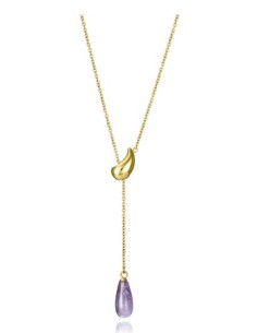 Collar mujer de acero dorado ajustable con piedra