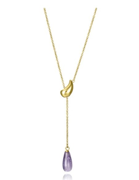 Collar mujer de acero dorado ajustable con piedra
