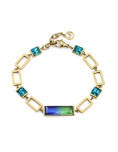Pulsera de mujer de acero Ip dorado con cristales 