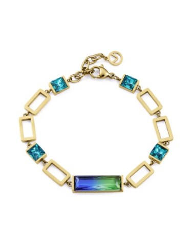 Pulsera de mujer de acero Ip dorado con cristales 