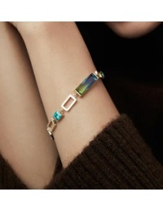 Pulsera de mujer de acero Ip dorado con cristales  2