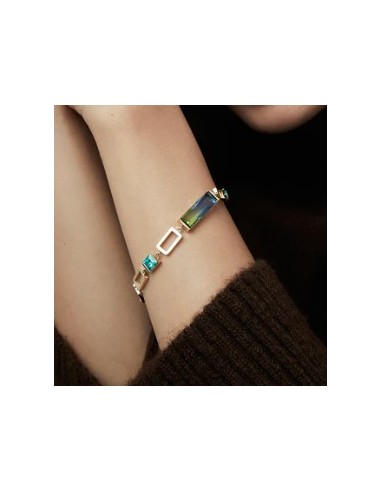 Pulsera de mujer de acero Ip dorado con cristales 