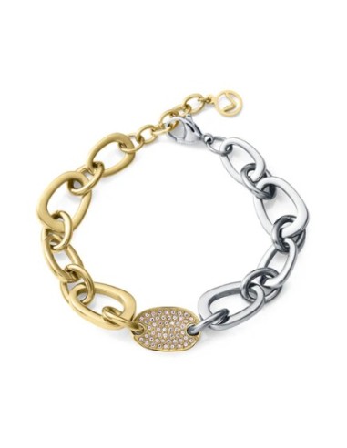 Pulsera de mujer de acero Ip dorado con eslabones