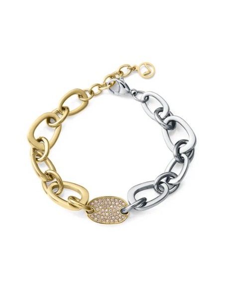 Pulsera de mujer de acero Ip dorado con eslabones