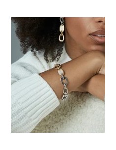 Pulsera de mujer de acero Ip dorado con eslabones 2