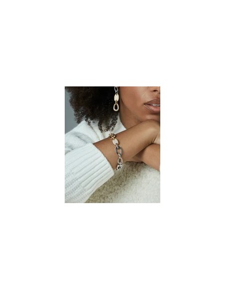 Pulsera de mujer de acero Ip dorado con eslabones