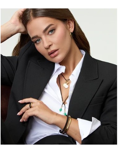 Collar de acero Ip negro y dorado ajustable