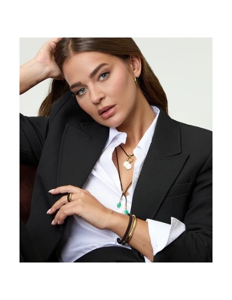 Collar de acero Ip negro y dorado ajustable