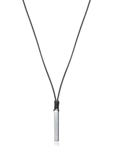 Collar Beat de piel negra con colgante de acero