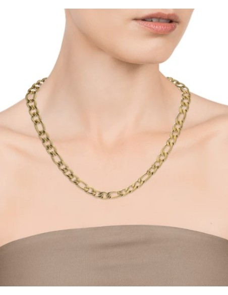 Cadena Chic en acero Ip dorado tipo figaro gruesa