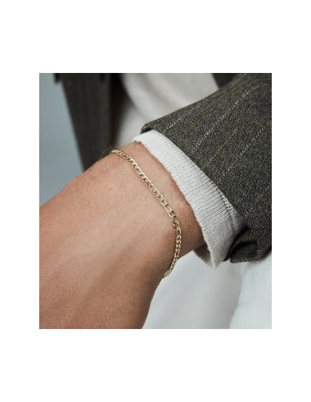 Pulsera de hombre de acero Ip dorado cadena
