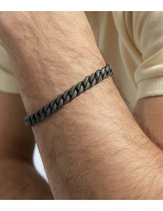 Pulsera de hombre en acero IP gris con cadena 2