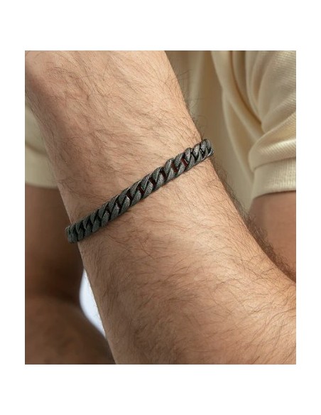 Pulsera de hombre en acero IP gris con cadena