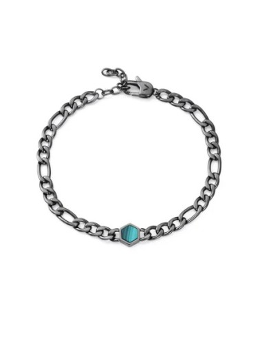 Pulsera de hombre de acero gris cadena con piedra