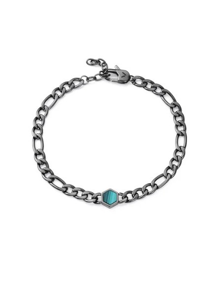 Pulsera de hombre de acero gris cadena con piedra