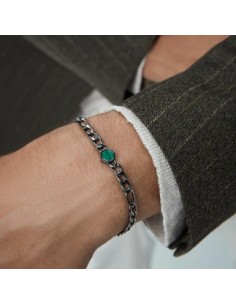 Pulsera de hombre de acero gris cadena con piedra 2