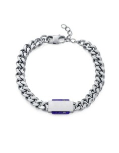 Pulsera de hombre acero con cadena, placa y piedra