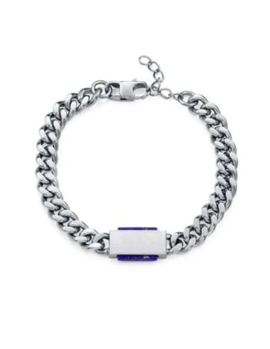 Pulsera de hombre acero con cadena, placa y piedra
