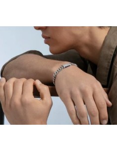Pulsera de hombre acero con cadena, placa y piedra 2