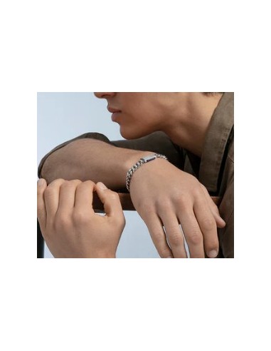 Pulsera de hombre acero con cadena, placa y piedra
