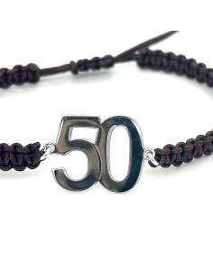 PULSERA MACRAME NEGRO "50" PLATA DE 1ª LEY 2