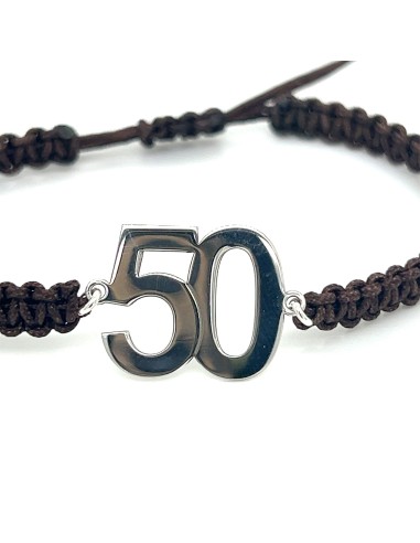 PULSERA MACRAME NEGRO "50" PLATA DE 1ª LEY