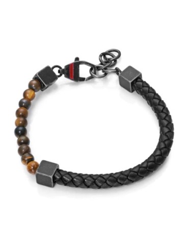 PULS ACERO PIEL NEGRA Y PIEDRAS NAT SR FN