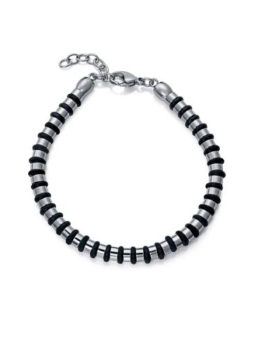 Pulsera de hombre de acero y silicona negra