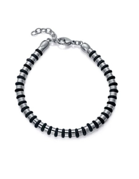 Pulsera de hombre de acero y silicona negra