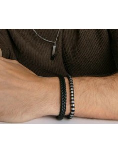 Pulsera de hombre de acero y silicona negra 2