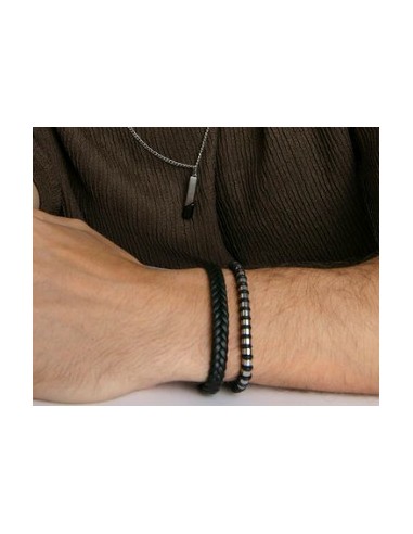 Pulsera de hombre de acero y silicona negra