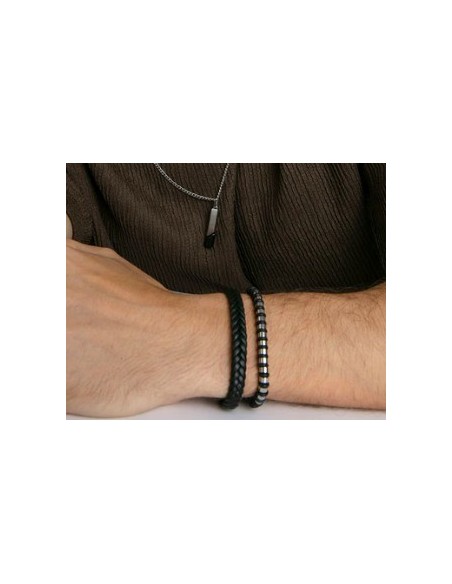 Pulsera de hombre de acero y silicona negra