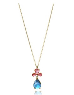 Collar de mujer de acero dorado con cristales