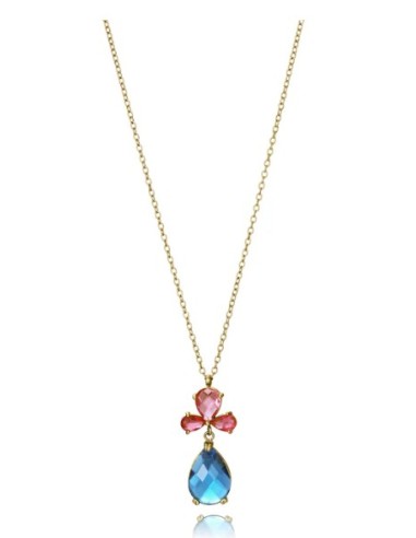 Collar de mujer de acero dorado con cristales