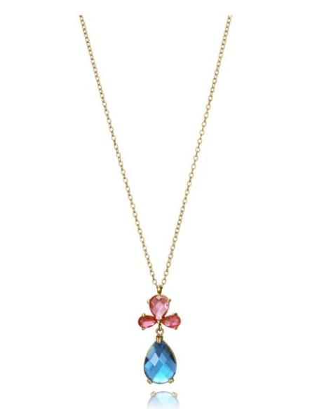 Collar de mujer de acero dorado con cristales