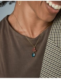 Collar de mujer de acero dorado con cristales 2