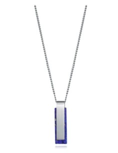 Collar de hombre acero con placa y piedra natural