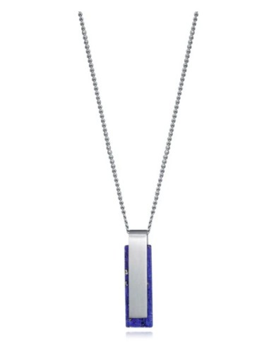 Collar de hombre acero con placa y piedra natural