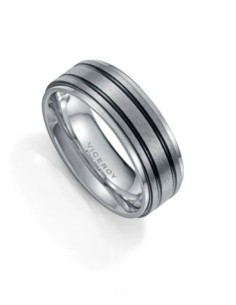 Anillo de hombre de acero combinado con dos lineas