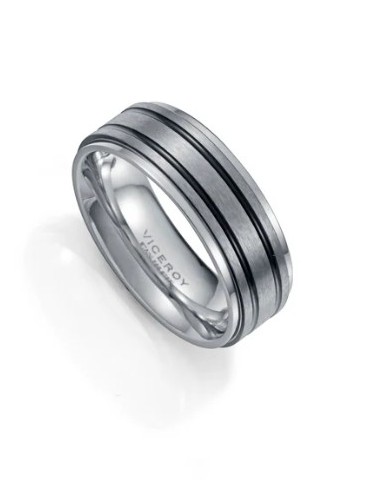 Anillo de hombre de acero combinado con dos lineas