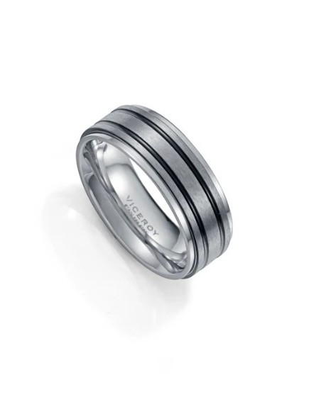 Anillo de hombre de acero combinado con dos lineas