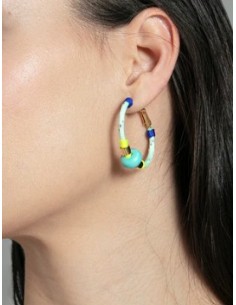 Pendientes de mujer de acero dorado con cordón  2