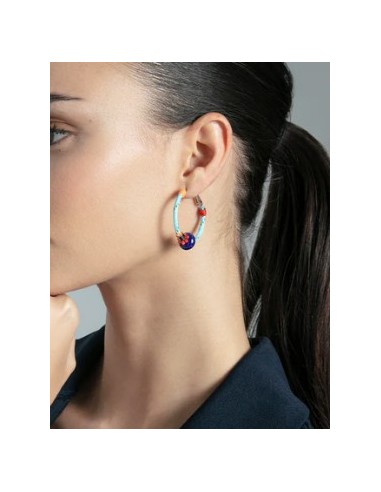 Pendientes de mujer en acero y cordón con piedra